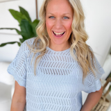 Powder Blue Crochet Drop Sweater