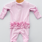 Pink Ruffle 2 Way Zip Footie