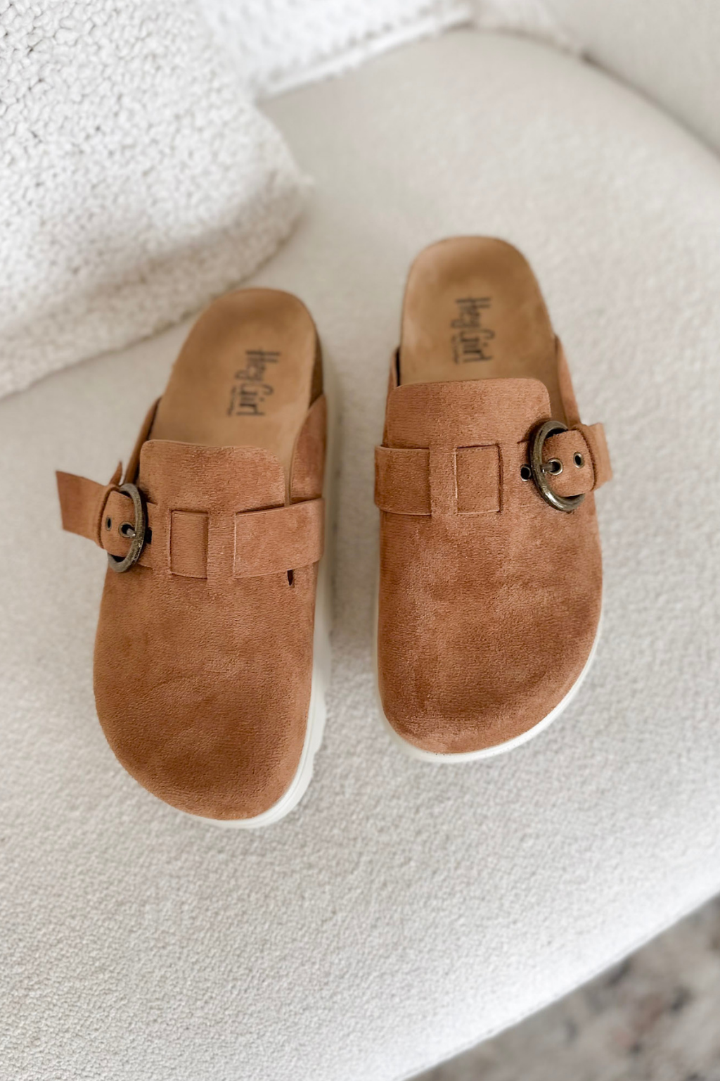 Tan Suede Chunky Clog
