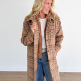 Latte Hooded Plaid Jacket
