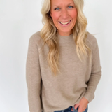 Textured Raglan Sleeve Taupe Sweater