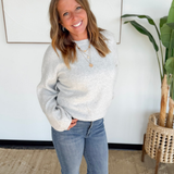 Grey Soft Knit Elastic Waistband Sweater