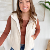 Cream Sweater Zip Up Puffer Vest
