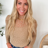 Mock Neck Lace Long Sleeve Top