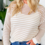 Aria Cream/Ivory Long Sleeve Knit Top