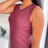 Andrea Ribbed Merlot Midi Dress