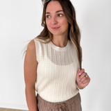 Ivory Lightweight Cable Knit Sleeveless Top