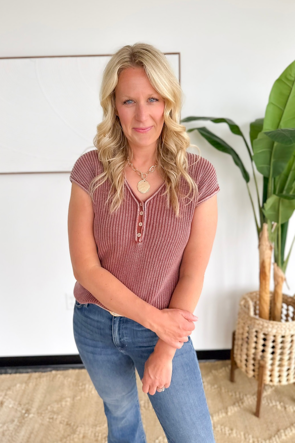 Terracotta Knit Sleeveless Top