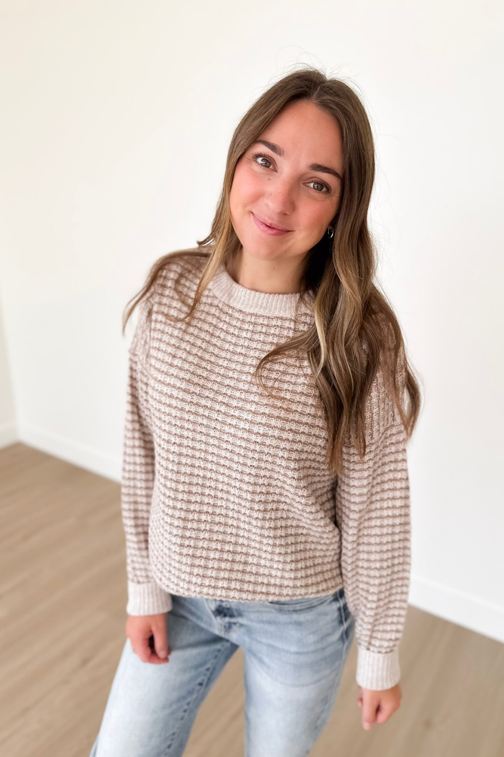 Taupe/Tan Striped Knit Sweater