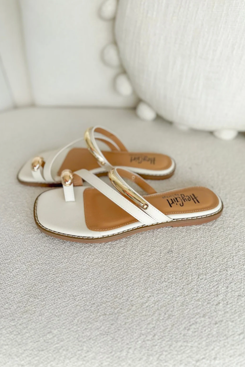 Ivory Strappy Gold Detail Sandals