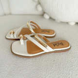 Ivory Strappy Gold Detail Sandals