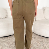 Millie Olive Denim Wide Leg Pants