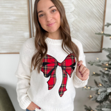 Christmas Bow Cream Sweater