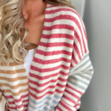 Multicolored Striped Open Cardigan