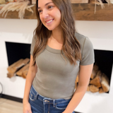 Scoop Neck Short Sleeve Basic Top (2 colors)