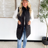 Black Long Puffer Vest
