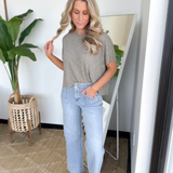 Pale Olive Boxy Knit Tee