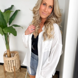 White Soft Linen Button Down Shirt