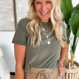 Olive Green Marble Wash Tee