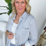 Striped Button Down Collared Top (2 colors)