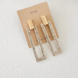 Pave Rectangle Dangle Earrings