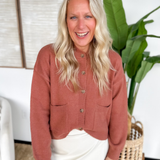 Clay Knit Button Up Hooded Cardigan