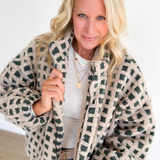 Taupe/Green Fuzzy Sherpa Jacket
