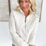 Ash Grey Quilted 1/2 Zip Pullover