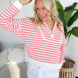 1/2 Zip Knit Stripes Pullover (2 Colors)