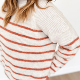 Oatmeal & Rust Ribbed Striped Knit Sweater