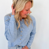 Coastal Striped Button Up Knit Cardigan