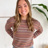 Coco Colored Thin Striped Crochet Sweater