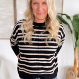 Black/Oatmeal Striped Knit Sweater