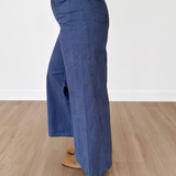 Blue Washed Wide Leg Pants