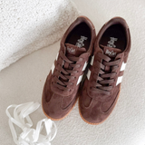 Chocolate Suede Lace Up Sneakers