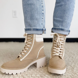 Neutral Lace Up MIA Bootie