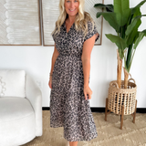 Animal Print Short Sleeve Midi Dress