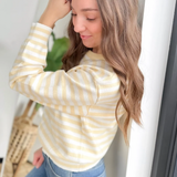 Muted Yellow/Ivory Striped Knit Sweater