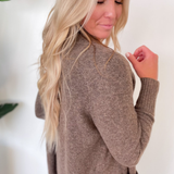 Heather Ribbed Open Front Brown Cardigan