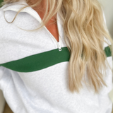 Grey/Green Relaxed 1/4 Zip Pullover