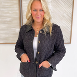 Floral Pattern Collared Button Down Jacket