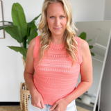 Apricot Crochet Sleeveless Sweater Top