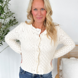 Cream Crochet Button Cardigan