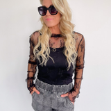 Skye Black Floral Mesh Top