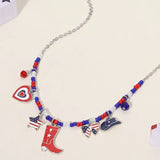Miss USA Silver Beaded Charm Necklce