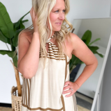 Taupe/Brown Printed Halter Maxi Dress