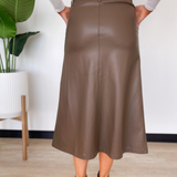 Dakota High Rise Leather Midi Skirt