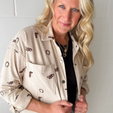 Cowgirl Embroidery Corduroy Button Shirt