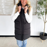 Black Long Puffer Vest