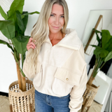 Contrast Sherpa Quarter Zip Pullover